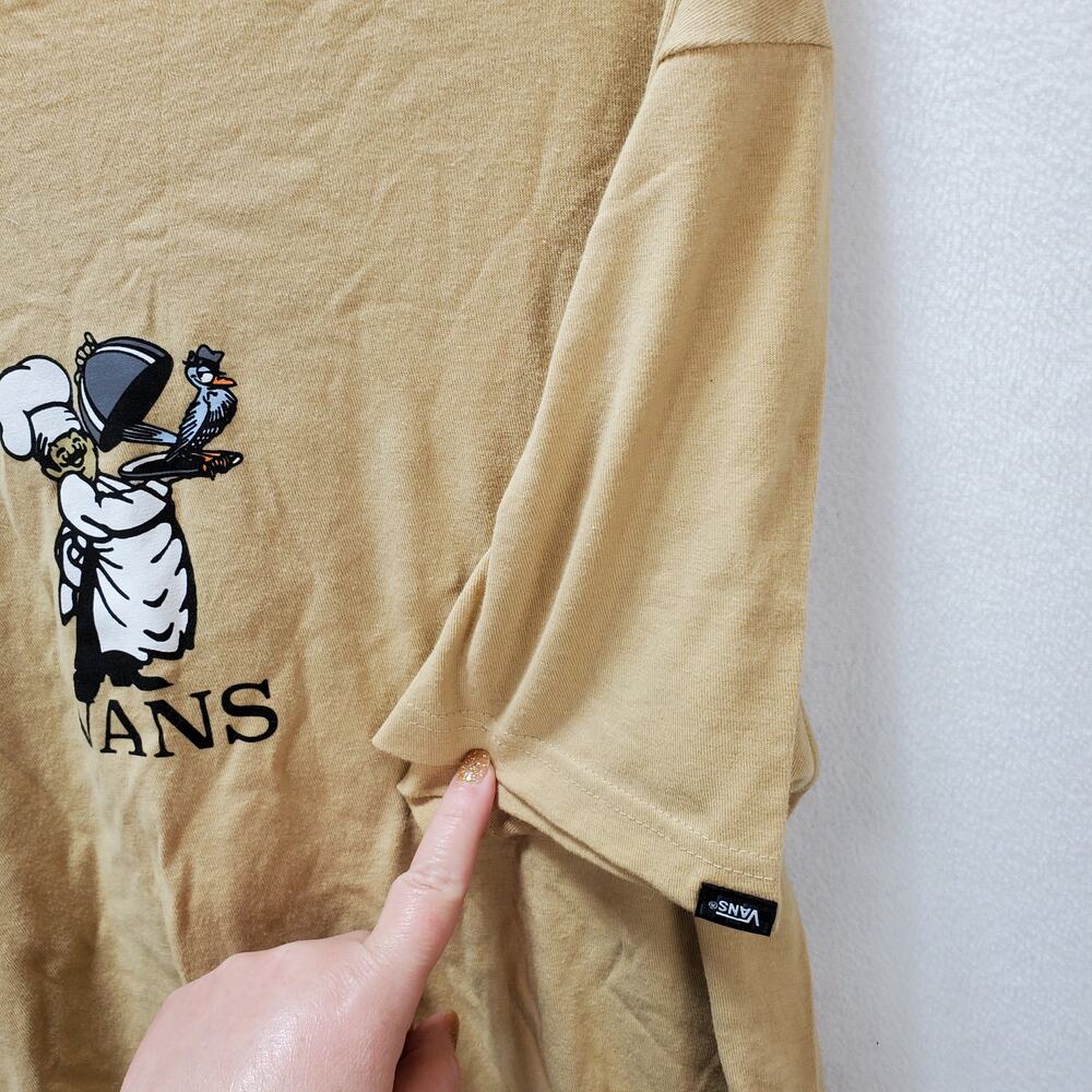 Vans Shirt Mens Medium Tee Order Up Classic Fit T-Shirt Taupe Crew Neck Top - Picture 6 of 7